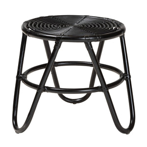English Elm Modern Handcrafted Rattan Round End Table Bohemian Woven Accent for Living Room B2750P420427
