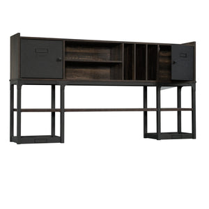 English Elm Hutch, Modern Rustic Brown Finish With Adjustable Shelves For Stylish Home Office Organization B356P367853