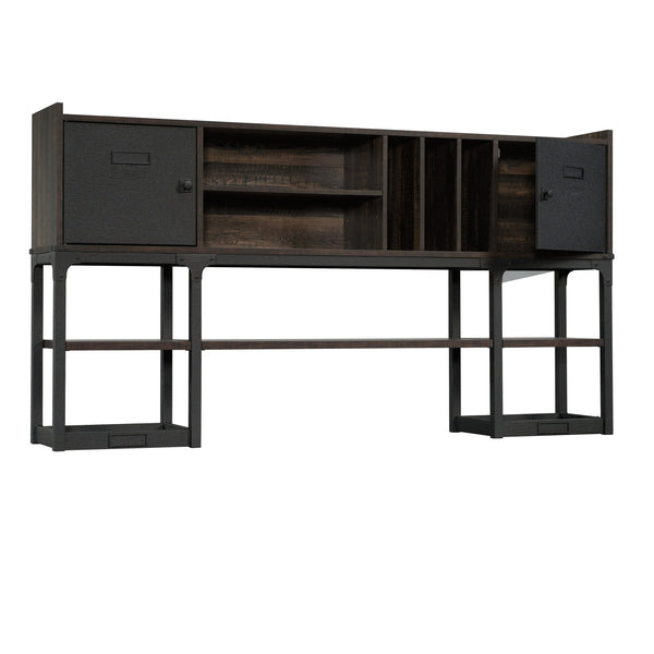 English Elm Hutch, Modern Rustic Brown Finish With Adjustable Shelves For Stylish Home Office Organization B356P367853