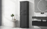 English Elm Tall Bathroom Storage Cabinet, Freestanding Storage Cabinet With Drawer and Adjustable Shelf, Mdf Board With Painted Finish, Black