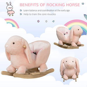 English Elm Qaba Bunny Rocker Toddler Ride on with Velvet Plush Carrot Toy and Realistic Sounds W2225P217686