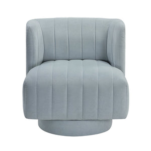 English Elm Modern Swivel Chair Channel-Tufted Barrel Back Upholstered Accent Seat with 360° Metal Base, Cozy Contemporary Comfort Aqua Blue 37.5 L x 28.5 W x 14.5 H B011P379434