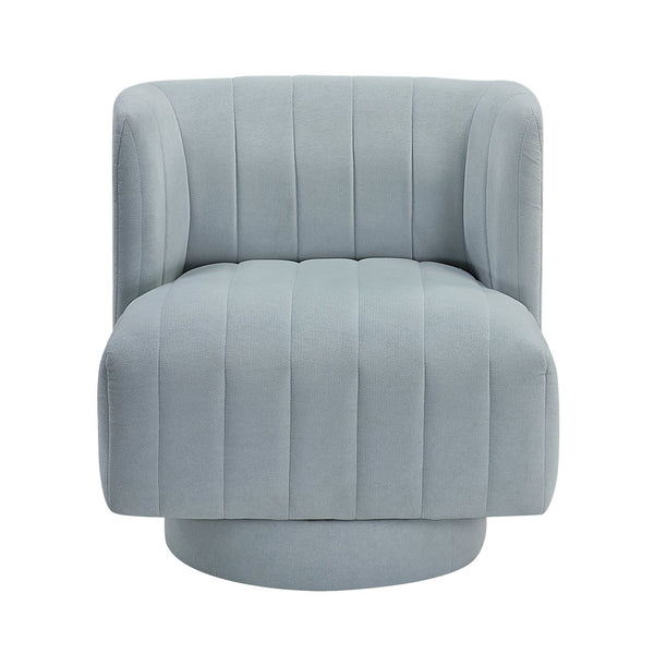 English Elm Modern Swivel Chair Channel-Tufted Barrel Back Upholstered Accent Seat with 360° Metal Base, Cozy Contemporary Comfort Aqua Blue 37.5 L x 28.5 W x 14.5 H B011P379434