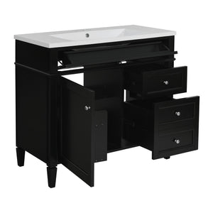 English Elm 36'' Modern Bathroom Vanity With Top Sink, Elegant Storage Cabinet & 2 Drawers For Small Spaces N710S136004B