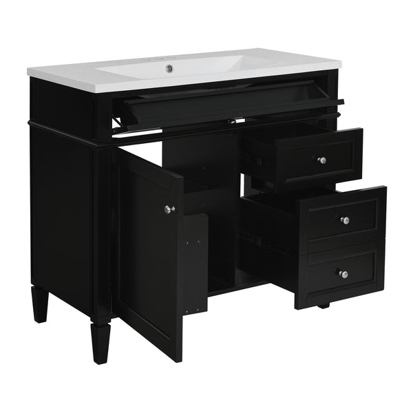 English Elm 36'' Modern Bathroom Vanity With Top Sink, Elegant Storage Cabinet & 2 Drawers For Small Spaces N710S136004B