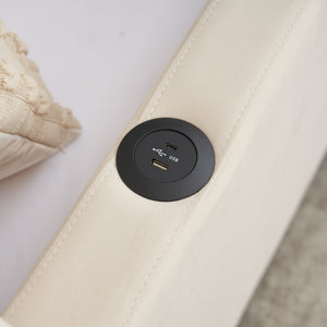 English Elm Twin Upholstered Daybed with Trundle Sofa Bed for Guest Room, Pine Wood Frame, Velvet Upholstery, Sturdy Slat Support and Full-Length Comfort Beige W1361S00020