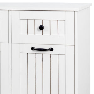English Elm Laundry Sorting Cabinet with Two Hamper Bags Two Drawers and Melamine Finish W331P373959