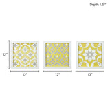 Madison Park Tuscan Tiles Global Inspired Distressed Yellow Medallion 3-piece Wall Decor Set MP95B-0002 Yellow