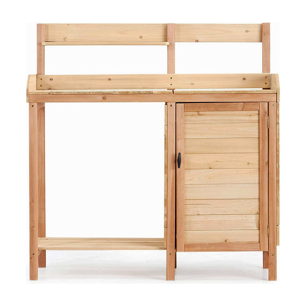 English Elm Outdoor Solid Wood Potting Bench with Built-in Sink Sliding Top and Garden Storage W2640P236086