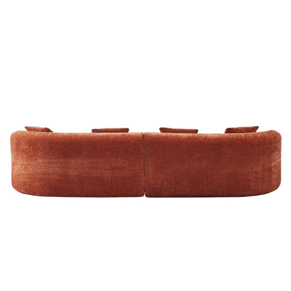 English Elm 111" L Shaped Cloud Sofa Plush Chenille Upholstered High Density Foam Apartment Living Room Orange W1669S00054