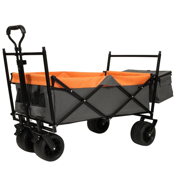 English Elm 480lbs Foldable All-terrain Wagon with Canopy Mosquito Net for Camping Outdoor Orange W2932P253227