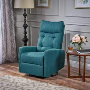 Christopher Knight Home® - Noble House - Woodglen Contemporary Glider Swivel Push Back Nursery Recliner - Teal and Black Finish