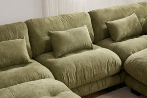 English Elm United We Win U-Shaped Cloud Couch In Pelletized Velvet With 2 Ottomans & Lumbar Pillows For Cozy Living W1568S00197-GIGA