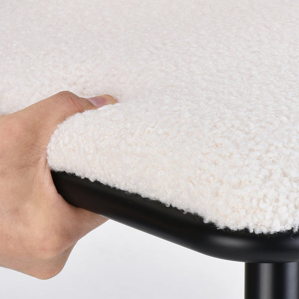 English Elm Dining Chairs Mid-Century Modern Rattan Backrest Bouclé Upholstered Metal Frame Comfortable Design White T3623P379917