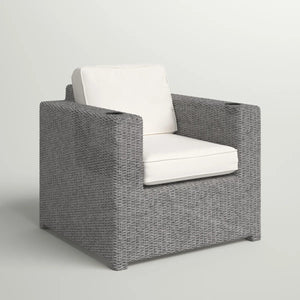 English Elm Aviara Fully Assembled Outdoor Wicker Club Chair — Mixed Gray HDPE Wicker, Marine Olefin Cushions, Durable Weather-Resistant Comfort B120P233894