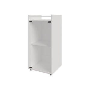 English Elm Glass Front Bar Cabinet White Melamine Finish Compact Vertical Storage for Living Spaces B128P458630