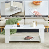 English Elm A Modern and Practical White Coffee Table. The Double Layered Coffee Table Is Made Of Mdf Material,. Suitable For Living Room, Bedroom, and Study.Ct-16