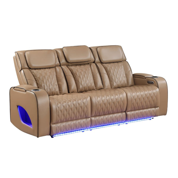 English Elm Fortuner Power Reclining Sofa with Led Lighting Massage Faux Leather Home Theater B009P439072