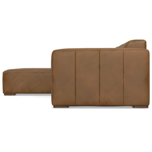 English Elm Rex 2-Seater Sectional Sofa With Left Chaise In Caramel Brown Leather – Comfort Meets Style! B136P199226-GIGA