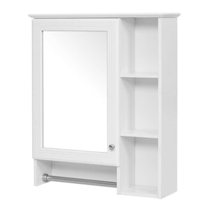 English Elm 3-in-1 Matte Medicine Cabinet Wall Mounted Mirror with Towel Bar and Storage Shelf White N710P401340K