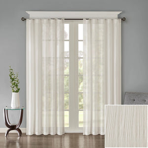 English Elm Solid Crushed Curtain Panel Pair - Elegant Sheer Window Treatments, Versatile Hanging Options, 2 Pcs B03598153-GIGA