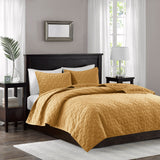 Madison Park Harper Glam/Luxury 3 Piece Velvet Quilt Set MP13-8010 Mustard