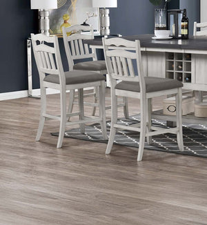 English Elm Contemporary Rustic Antique White Counter-Height Ladder Back Chairs with Upholstered Cushions, 2pc B011P368158