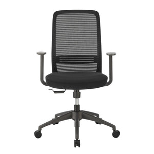 EuroStyle Kasper Midback Office Chair with Breathable Mesh and Molded Foam Seat for Long Days Black Fabric 72001-BLK