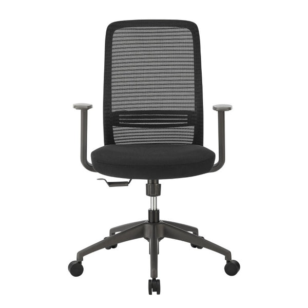 EuroStyle Kasper Midback Office Chair with Breathable Mesh and Molded Foam Seat for Long Days Black Fabric 72001-BLK