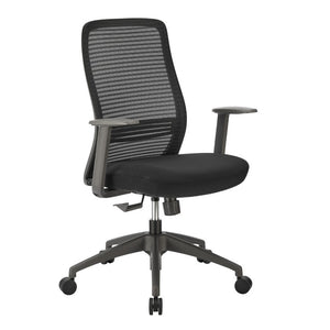 EuroStyle Kasper Midback Office Chair with Breathable Mesh and Molded Foam Seat for Long Days Black Fabric 72001-BLK