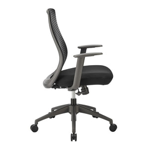 EuroStyle Kasper Midback Office Chair with Breathable Mesh and Molded Foam Seat for Long Days Black Fabric 72001-BLK