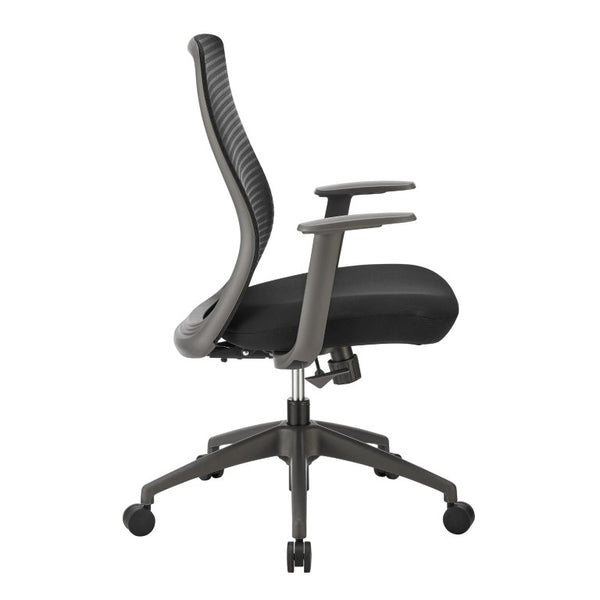 EuroStyle Kasper Midback Office Chair with Breathable Mesh and Molded Foam Seat for Long Days Black Fabric 72001-BLK