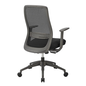 EuroStyle Kasper Midback Office Chair with Breathable Mesh and Molded Foam Seat for Long Days Black Fabric 72001-BLK