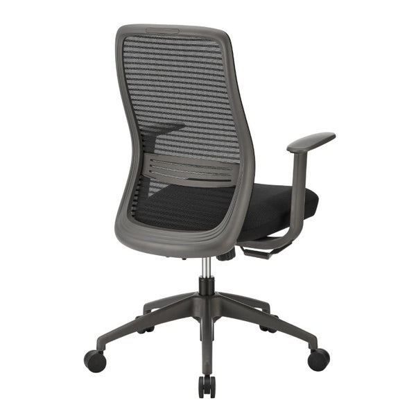 EuroStyle Kasper Midback Office Chair with Breathable Mesh and Molded Foam Seat for Long Days Black Fabric 72001-BLK