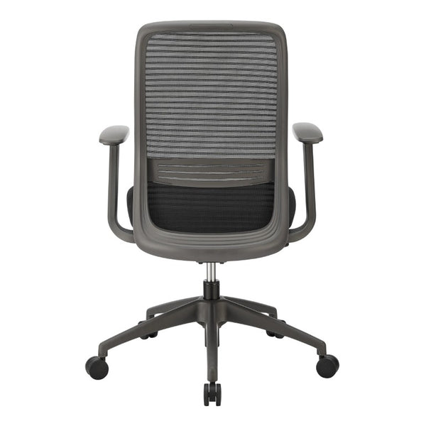 EuroStyle Kasper Midback Office Chair with Breathable Mesh and Molded Foam Seat for Long Days Black Fabric 72001-BLK