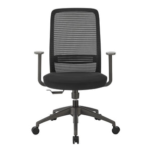 EuroStyle Kasper Midback Office Chair with Breathable Mesh and Molded Foam Seat for Long Days Black Fabric 72001-BLK