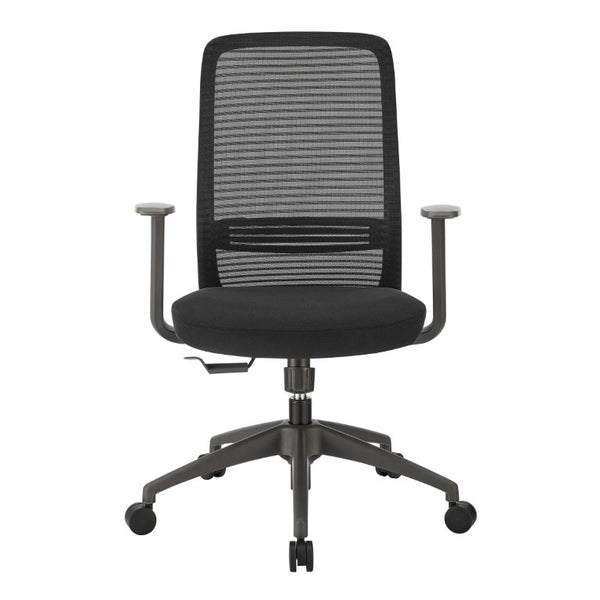 EuroStyle Kasper Midback Office Chair with Breathable Mesh and Molded Foam Seat for Long Days Black Fabric 72001-BLK