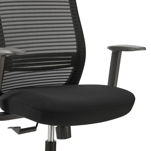 EuroStyle Kasper Midback Office Chair with Breathable Mesh and Molded Foam Seat for Long Days Black Fabric 72001-BLK