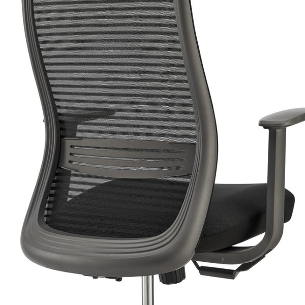 EuroStyle Kasper Midback Office Chair with Breathable Mesh and Molded Foam Seat for Long Days Black Fabric 72001-BLK
