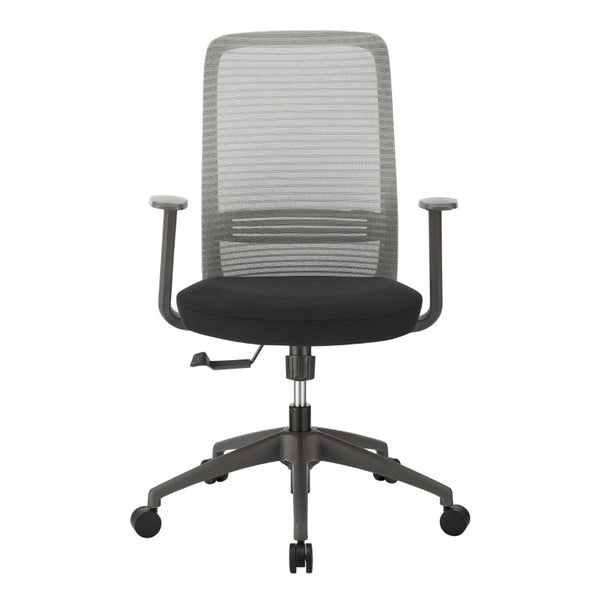 EuroStyle Kasper Midback Office Chair with Breathable Mesh and Molded Foam Seat for Long Days Gray Fabric 72001-GRY