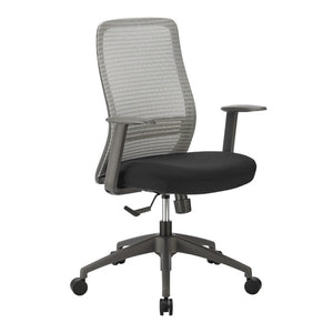 EuroStyle Kasper Midback Office Chair with Breathable Mesh and Molded Foam Seat for Long Days Gray Fabric 72001-GRY