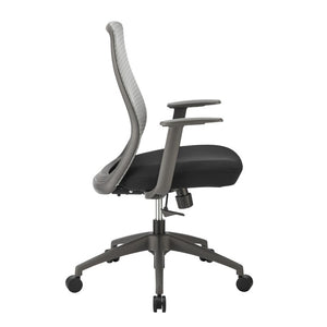 EuroStyle Kasper Midback Office Chair with Breathable Mesh and Molded Foam Seat for Long Days Gray Fabric 72001-GRY