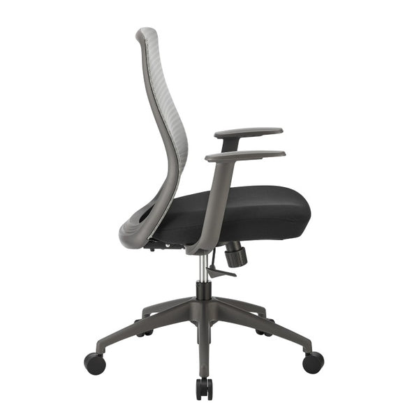 EuroStyle Kasper Midback Office Chair with Breathable Mesh and Molded Foam Seat for Long Days Gray Fabric 72001-GRY
