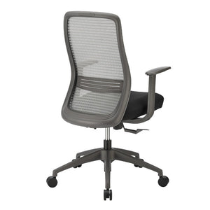 EuroStyle Kasper Midback Office Chair with Breathable Mesh and Molded Foam Seat for Long Days Gray Fabric 72001-GRY