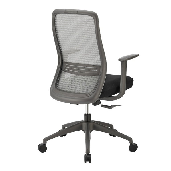 EuroStyle Kasper Midback Office Chair with Breathable Mesh and Molded Foam Seat for Long Days Gray Fabric 72001-GRY