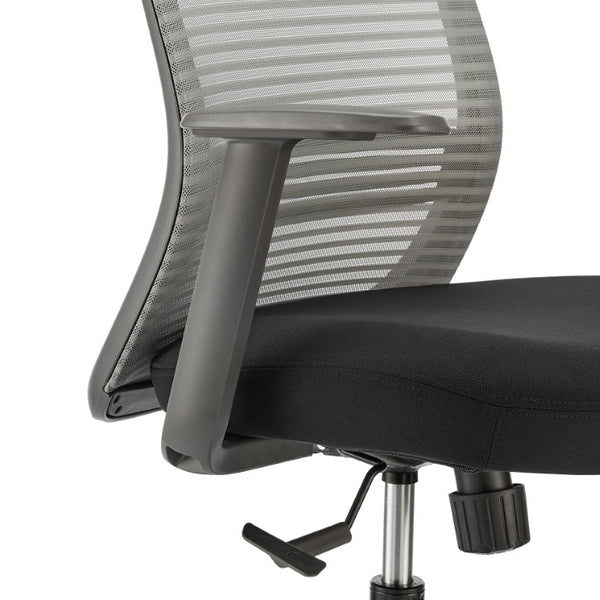 EuroStyle Kasper Midback Office Chair with Breathable Mesh and Molded Foam Seat for Long Days Gray Fabric 72001-GRY