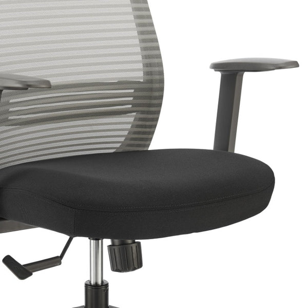EuroStyle Kasper Midback Office Chair with Breathable Mesh and Molded Foam Seat for Long Days Gray Fabric 72001-GRY