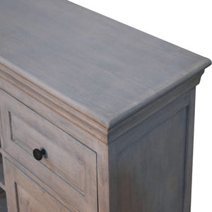 59 Inch Distressed Solid Wood Sideboard with Three Drawers and Cabinet Storage