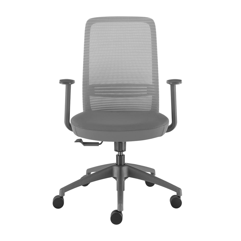 Kasper Midback Office Chair - Stylish Gray Mesh Back & Soft Leatherette Seat for Ultimate Comfort