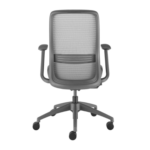 EuroStyle Kasper Midback Office Chair with Breathable Mesh and Molded Foam Seat for Long Days Gray Leatherette 72002-GRY